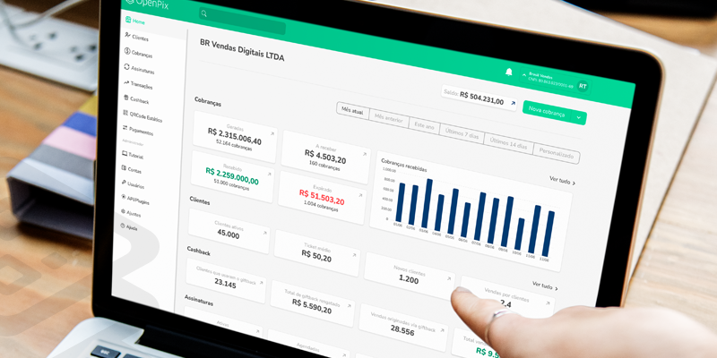 Computador mostrando o pix automático