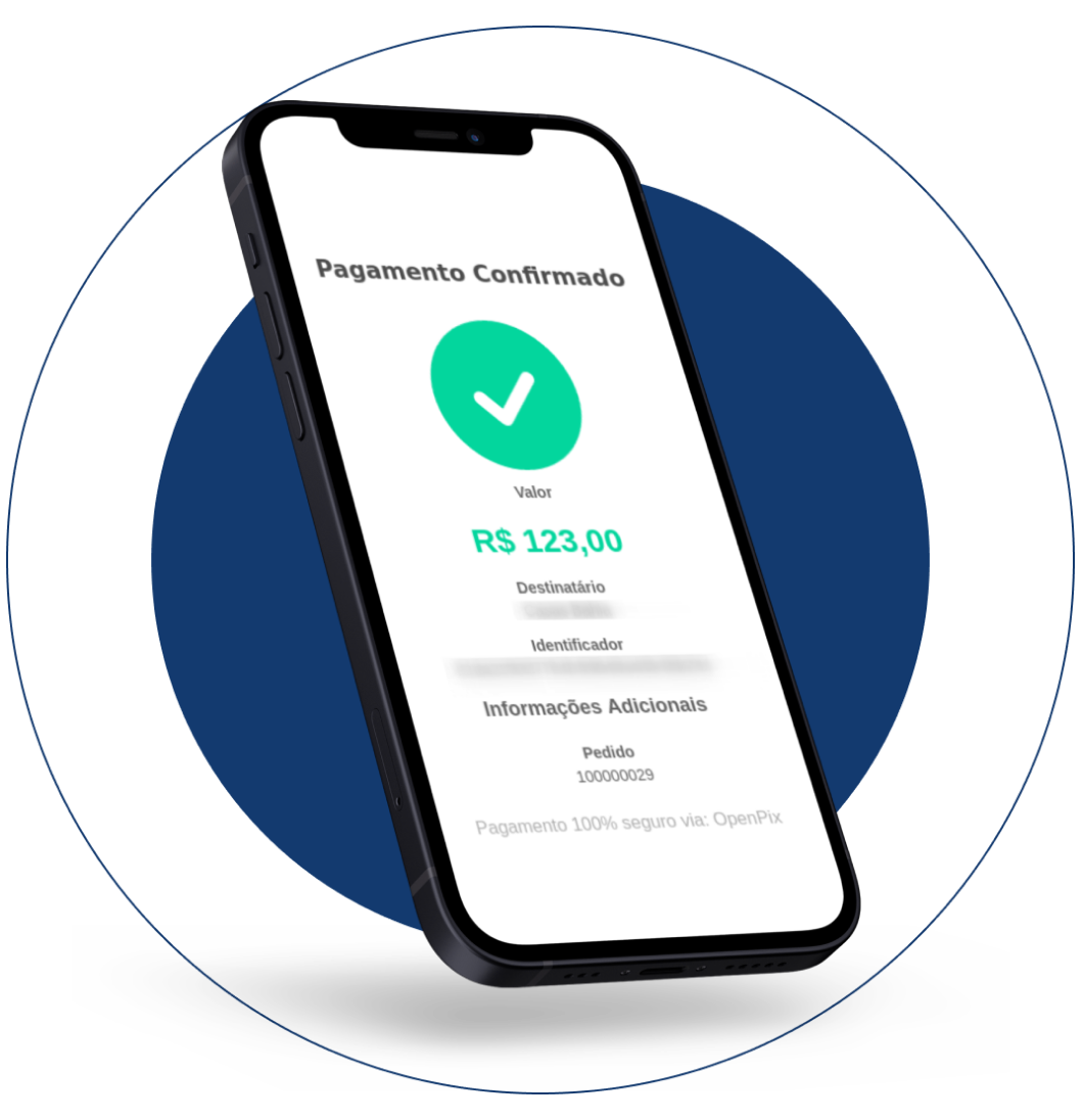 Celular mostrando transação de pix confirmada