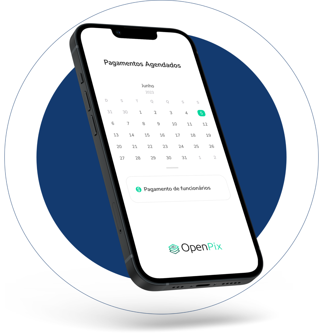 Exemplo de um calendário com data agendada para pagamento de funcionários